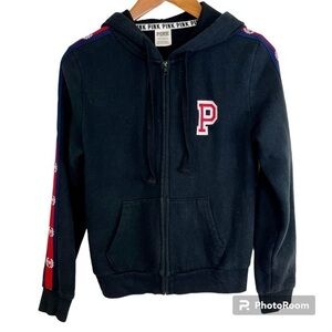 2/$25 PINK Victoria Secret Black Athletic Athleisure Activewear Zip Up Sweater
